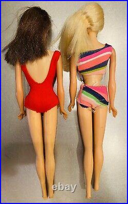 Blonde & Brunette Twist Turn TNT Vintage Barbie Dolls Rooted Hair Eyelashe Japan