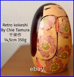 Chie Tamura Kokeshi 14.5cm Vintage Handcrafted Cherry Blossom Doll Rare