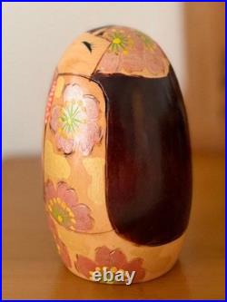Chie Tamura Kokeshi 14.5cm Vintage Handcrafted Cherry Blossom Doll Rare