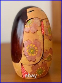Chie Tamura Kokeshi 14.5cm Vintage Handcrafted Cherry Blossom Doll Rare