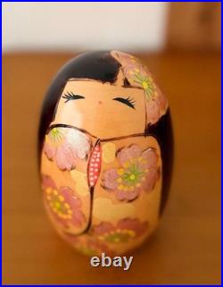 Chie Tamura Kokeshi 14.5cm Vintage Handcrafted Cherry Blossom Doll Rare