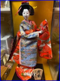 Collectible Vintage 16 Japanese Geisha Doll All Accessories Glass Case