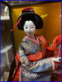 Collectible Vintage 16 Japanese Geisha Doll All Accessories Glass Case