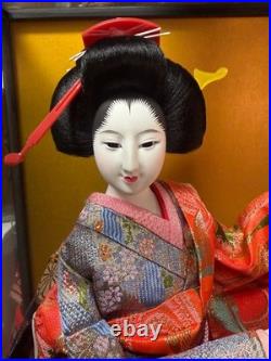 Collectible Vintage 16 Japanese Geisha Doll All Accessories Glass Case