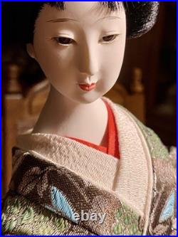 Collectible Vintage 16 Japanese Geisha Doll With All Accessories And Glass Case
