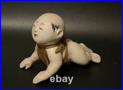 Do Period Japanese Antique Gosho Doll Hauko Crawling Baby Safflower Dyed Ribbon