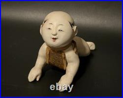 Do Period Japanese Antique Gosho Doll Hauko Crawling Baby Safflower Dyed Ribbon
