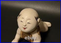 Do Period Japanese Antique Gosho Doll Hauko Crawling Baby Safflower Dyed Ribbon