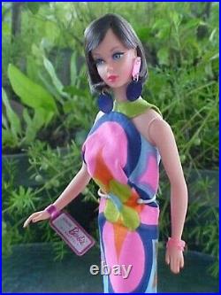 EX 1968 Brunette Long HAIR FAIR Barbie Standard+Wigs in SUNFLOWER+shoes+Earrings