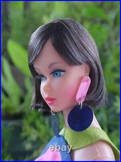 EX 1968 Brunette Long HAIR FAIR Barbie Standard+Wigs in SUNFLOWER+shoes+Earrings
