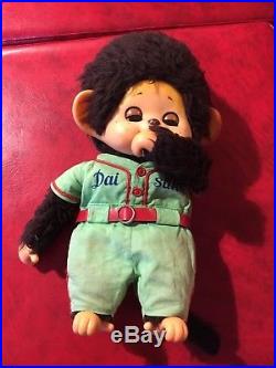 F/S Vintage Japan Toho Daisuke Monchhichi Monkey Doll 13 Sleep Eyes Base ball