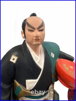 Hakata Samurai Doll Hand Painted Clay Warrior Signed Shosaku Vintage Japan