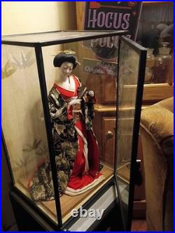 Handmade Japanese Geisha Porcelain Doll In Display Box Vintage Asian Art