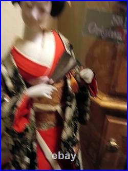 Handmade Japanese Geisha Porcelain Doll In Display Box Vintage Asian Art