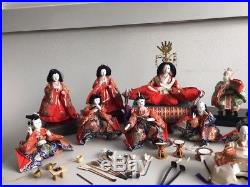 Hina Doll Set Vintage Gofun Silk Kimono Empress Emperor Japan
