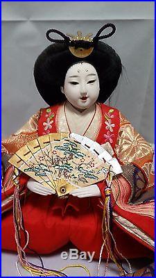Hina Japanese Doll Dolls Vintage Set Japan Ningyo Emperor Empress Stand W Pair