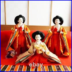 Japan Hina doll Hinamatsuri Kimono Three court ladies Set No Box vintage
