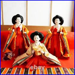 Japan Hina doll Hinamatsuri Kimono Three court ladies Set No Box vintage