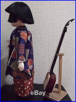 Japan Vtg. 17.4''Tall ICHIMATSU Boy can hold Shamisen/Doll/Nihon ningyo/Samurai