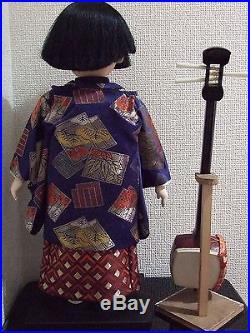Japan Vtg. 17.4''Tall ICHIMATSU Boy can hold Shamisen/Doll/Nihon ningyo/Samurai