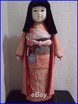 Japan Vtg. Shibori 20.4'' tall ICHIMATSU Girl/Hina Doll/Ningyo/Silk KImono/figure