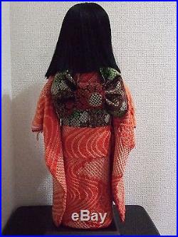 Japan Vtg. Shibori 20.4'' tall ICHIMATSU Girl/Hina Doll/Ningyo/Silk KImono/figure