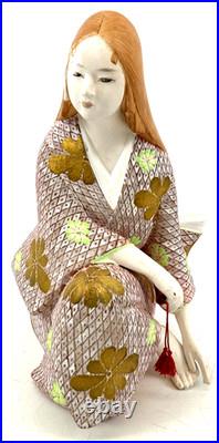 Japan vintage hakata doll pottery elegant woman kimono interior display