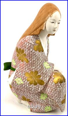 Japan vintage hakata doll pottery elegant woman kimono interior display
