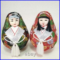 Japanese Daruma Hina Dolls Handcraft Traditional Marriage Kyoto WithShow Case