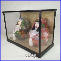 Japanese Daruma Hina Dolls Handcraft Traditional Marriage Kyoto WithShow Case