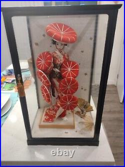 Japanese Doll Vintage Antiques With Glass Case