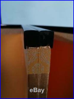 Japanese Folding Screen Vtg Byobu Wood Lacquer Gold 4 panel