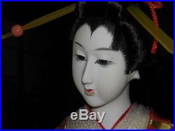 Japanese Geisha doll in Kimono 23 on wooden base Antiques 30-40years Vintage