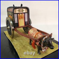 Japanese Hina Dolls Miniature Cow Pulling a Wagon Imperial Chrysanthemum Emblem