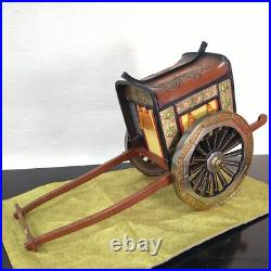 Japanese Hina Dolls Miniature Cow Pulling a Wagon Imperial Chrysanthemum Emblem