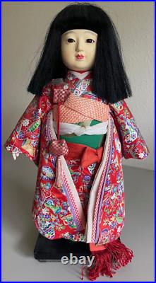 Japanese Ichimatsu Doll by Yamazaki 16 Kimono Girl on Stand Vintage Japan Japanese Ichimatsu Doll by Yamazaki 16 Kimono Girl on Stand Vintage Japan