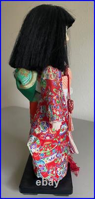 Japanese Ichimatsu Doll by Yamazaki 16 Kimono Girl on Stand Vintage Japan Japanese Ichimatsu Doll by Yamazaki 16 Kimono Girl on Stand Vintage Japan