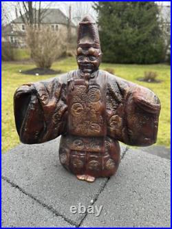 Japanese Okina Noh Doll Kubuki Dancer Kyogen Kagura Kimono Metal Statue 14 H