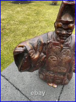 Japanese Okina Noh Doll Kubuki Dancer Kyogen Kagura Kimono Metal Statue 14 H