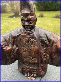 Japanese Okina Noh Doll Kubuki Dancer Kyogen Kagura Kimono Metal Statue 14 H
