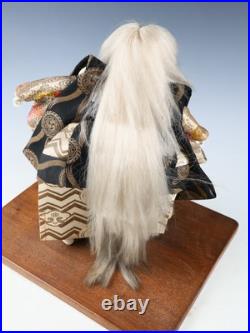Japanese Old Vintage Large Size Kabuki Doll -Kagami Jishi- White Leo 32cm