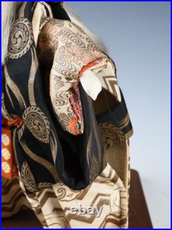 Japanese Old Vintage Large Size Kabuki Doll -Kagami Jishi- White Leo 32cm
