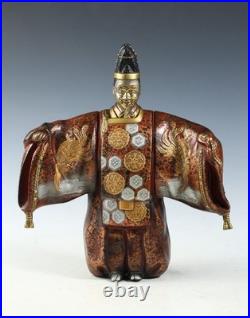 Japanese Old Vintage Noh Dancer Metal Figure -Okina- Tsushima