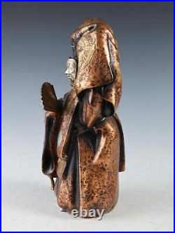 Japanese Old Vintage Noh Dancer Metal Figure -Okina- Tsushima Japanese Old Vintage Noh Dancer Metal Figure -Okina- Tsushima