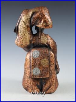 Japanese Old Vintage Noh Dancer Metal Figure -Okina- Tsushima Japanese Old Vintage Noh Dancer Metal Figure -Okina- Tsushima