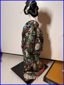 Japanese Ryukyu Ningyo Doll Pair Geisha & Samurai, Silk Kimono, 18-19 Vintage