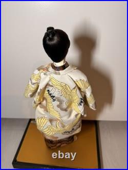 Japanese Ryukyu Ningyo Doll Pair Geisha & Samurai, Silk Kimono, 18-19 Vintage