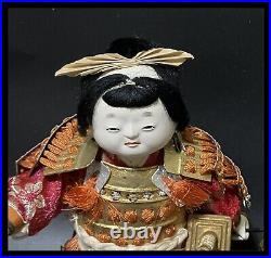 Japanese Samurai Warrior Kimekomi Doll Momotaro Peach Boy H26cm 10.23 Vintage
