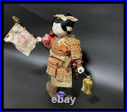 Japanese Samurai Warrior Kimekomi Doll Momotaro Peach Boy H26cm 10.23 Vintage