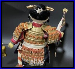 Japanese Samurai Warrior Kimekomi Doll Momotaro Peach Boy H26cm 10.23 Vintage